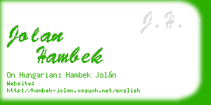jolan hambek business card
